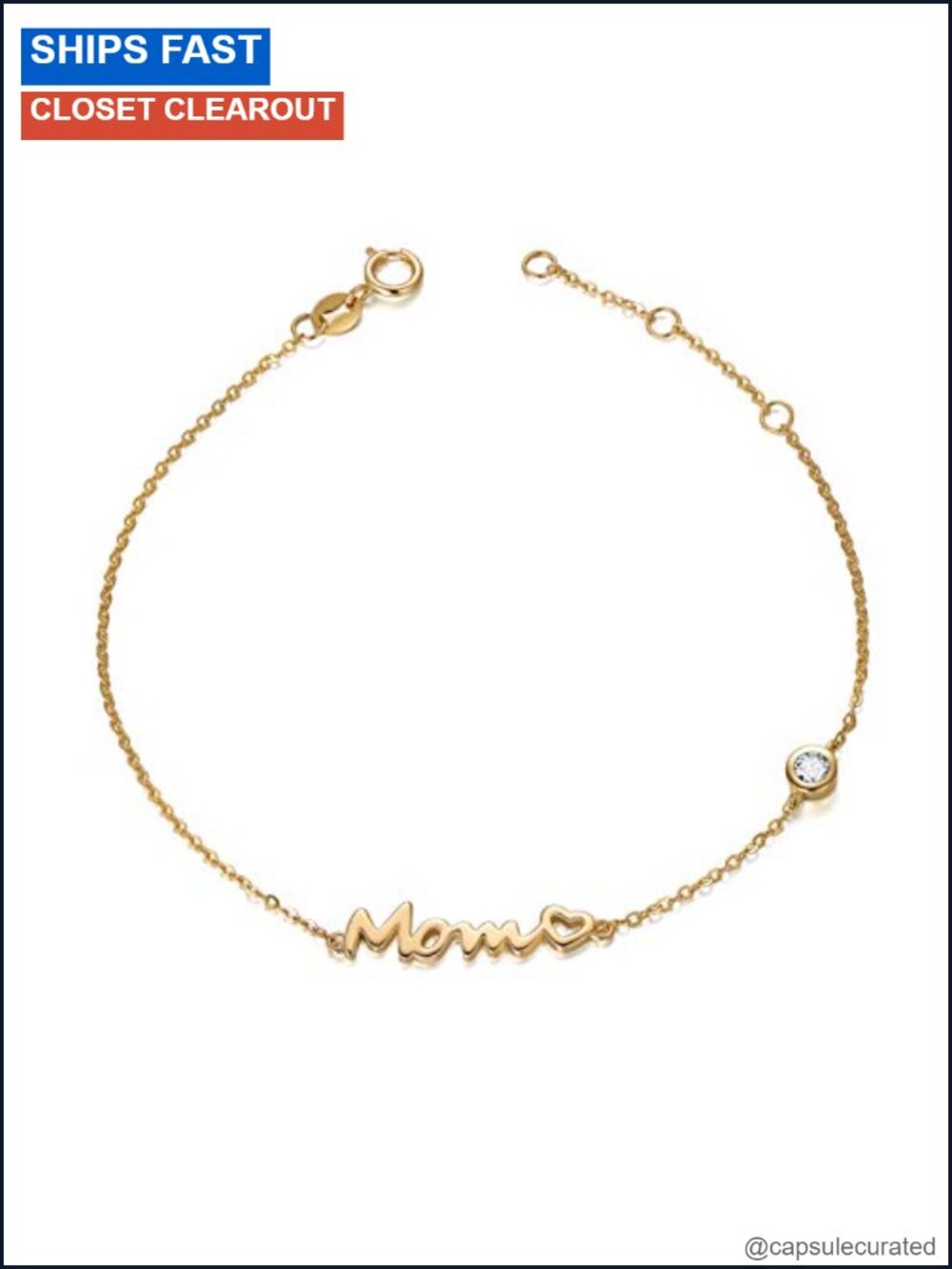 14K Genuine Gold Mom Heart Bracelet for Women Fine Jewelry Gift